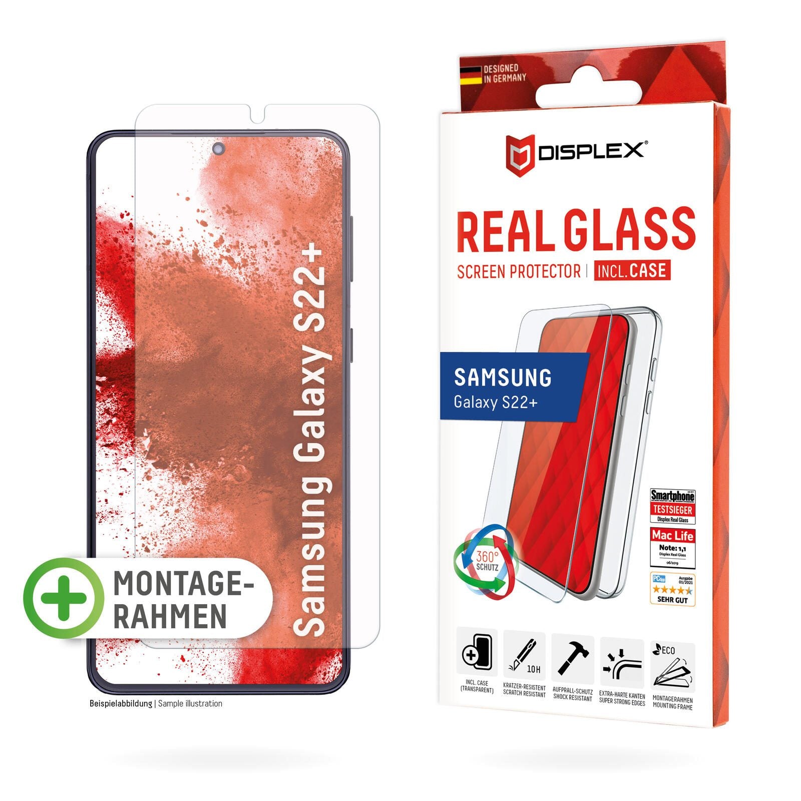 DISPLEX Real Glass + Case Schutzset für Samsung Galaxy S22+