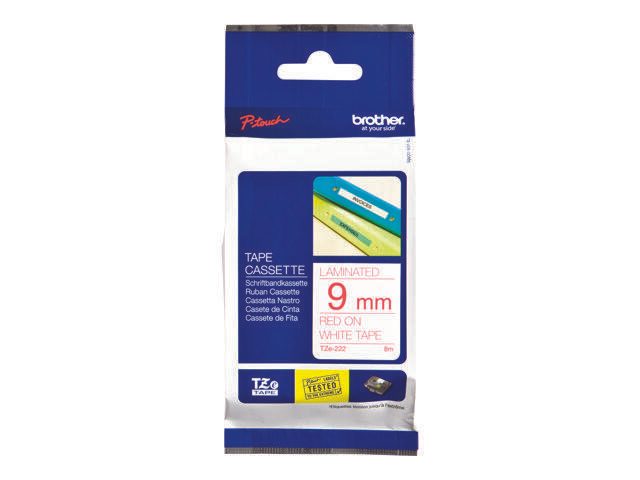 Brother TZe 222 - Laminiertes Band - Rot auf Weiß - Rolle (0,9 cm x 8 m) - 1 Rolle(n) - für P-Touch GL-H105, PT-1080BTS,