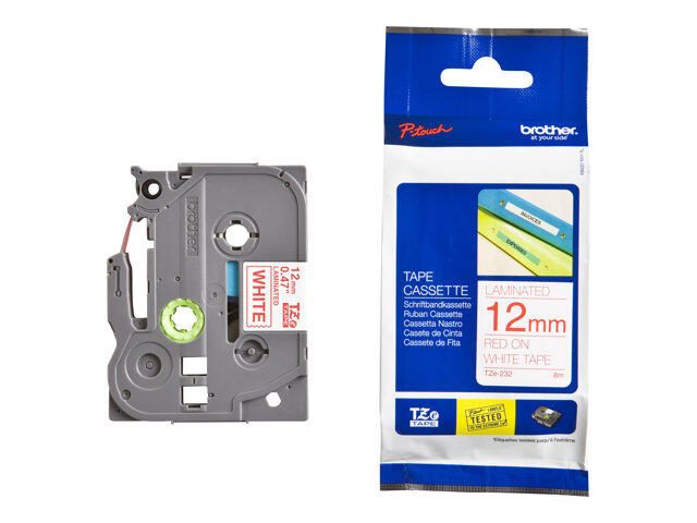 Brother Original P-Touch Farbband rot auf weiß (TZE-232)