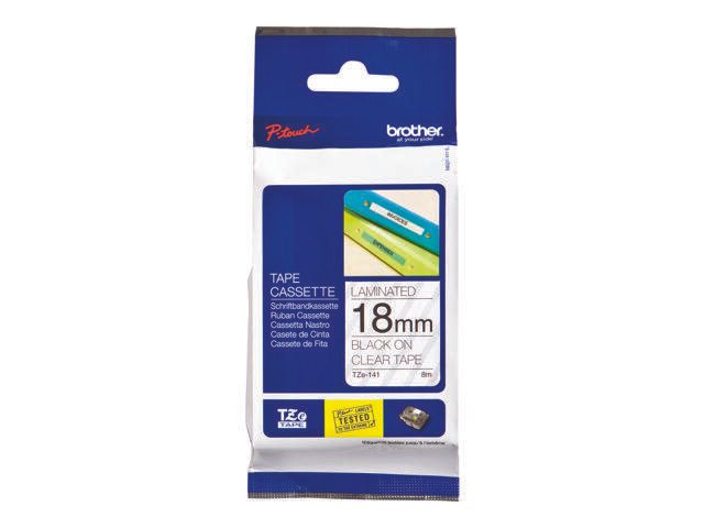 Brother Original P-Touch Farbband schwarz auf transparent (TZE-141)