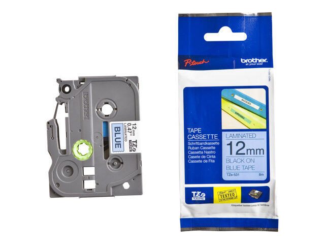 Brother TZe 531 - Laminiertes Band - Schwarz auf Blau - Rolle (1,2 cm x 8 m) - 1 Rolle(n) - für P-Touch GL-H105, PT-1005