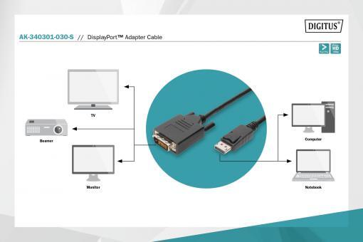 DIGITUS DisplayPort-Adapterkabel - DisplayPort / DVI-D 3m
