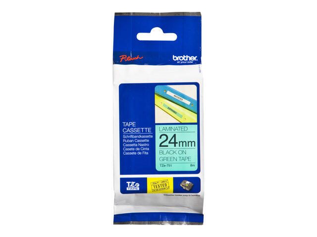 Brother TZe 751 - Laminiertes Band - Schwarz auf Grün - Rolle (2,4 cm x 8 m) - 1 Rolle(n) - für P-Touch PT-2420, 2430, 2