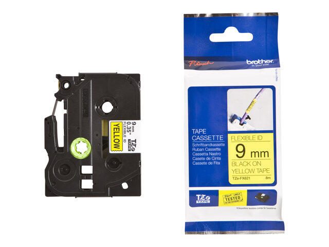 Brother TZe FX621 - Flexitape - Schwarz auf Gelb - Rolle (0,9 cm x 8 m) - 1 Rolle(n) - für P-Touch GL-H105, PT-1080, 129