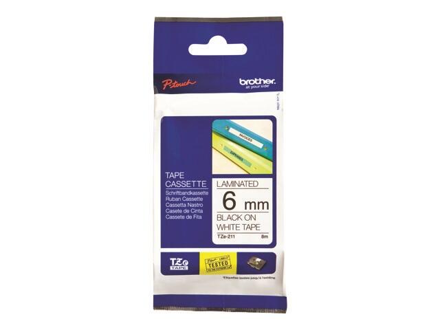 Brother Original P-Touch Farbband TZE211 schwarz auf weiß (TZE-211)