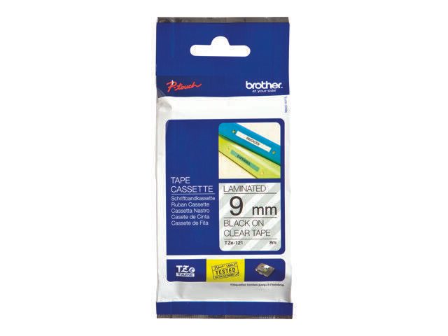 Brother Original P-Touch Farbband schwarz auf transparent (TZE-121)