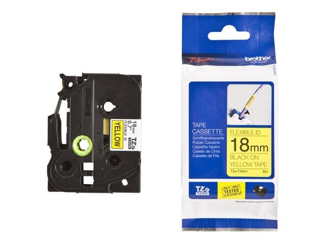 Brother TZe FX641 - Flexitape - Schwarz auf Gelb - Rolle (1,8 cm x 8 m) - 1 Rolle(n) - für P-Touch PT-1400, 1650, 18, 18