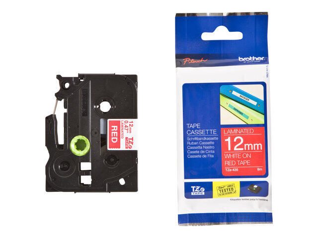 Brother TZe 435 - Laminiertes Band - Weiß auf Rot - Rolle (1,2 cm x 8 m) - 1 Rolle(n) - für P-Touch PT-1000, 1005, 1010,