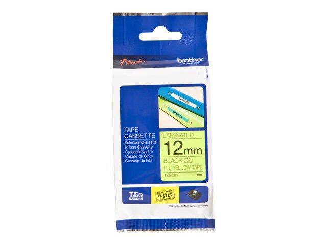 Brother TZe C31 - Laminiertes Band - Schwarz auf fluoreszierendem Gelb - Rolle (1,2 cm x 5 m) - 1 Rolle(n) - für P-Touch