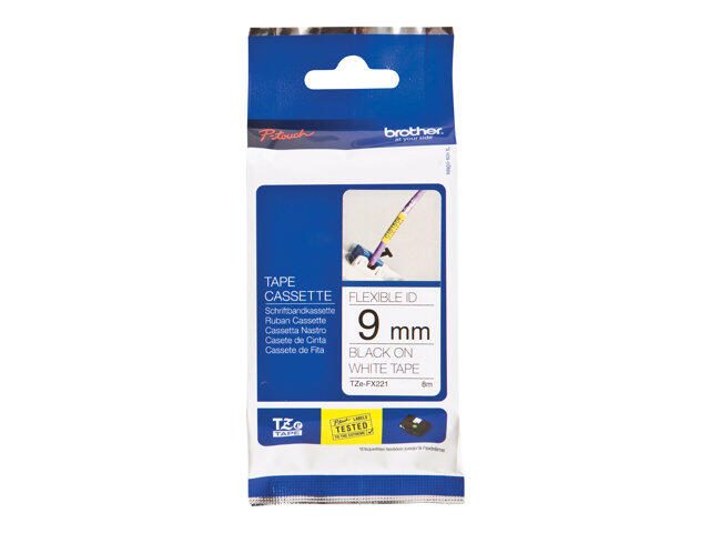 Brother TZe FX221 - Flexitape - Schwarz auf Weiß - Rolle (0,9 cm x 8 m) - 1 Rolle(n) - für P-Touch PT-1000, 1005, 1010,