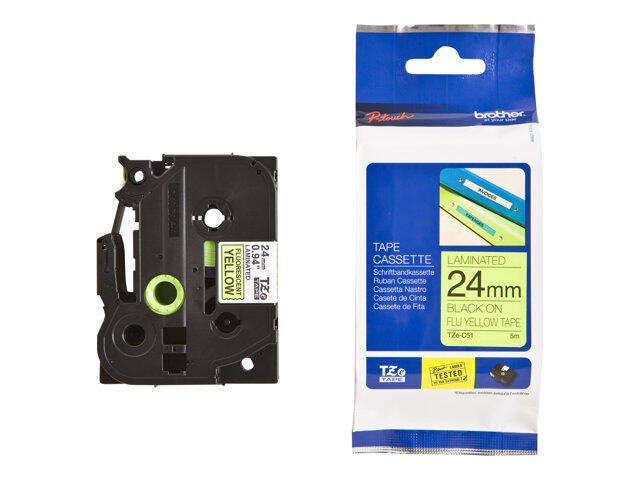 Brother TZe C51 - Fluoriszierende Bänder - Schwarz auf Gelb - Rolle (2,4 cm x 5 m) - 1 Rolle(n) - für P-Touch PT-2420, 2