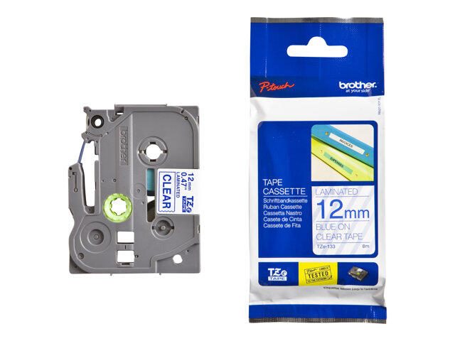 Brother TZe 133 - Laminiertes Band - blau auf durchsichtig - Rolle (1,2 cm x 8 m) - 1 Rolle(n) - für P-Touch GL-H105, PT