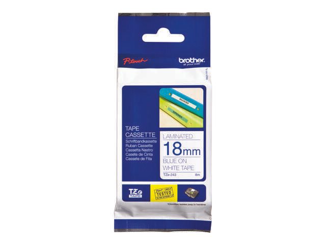 Brother TZe 243 - Laminiertes Band - blau auf weiß - Rolle (1,8 cm x 8 m) - 1 Rolle(n) - für P-Touch PT-1230, 18, 1830,
