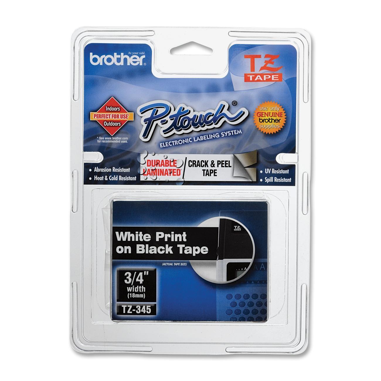 Brother TZe 345 - Laminiertes Band - Weiß auf Schwarz - Rolle (1,8 cm x 8 m) - 1 Rolle(n) - für P-Touch PT-1230, 18, 183