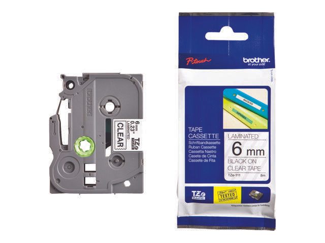 Brother Original P-Touch Farbband schwarz auf transparent (TZE-111)