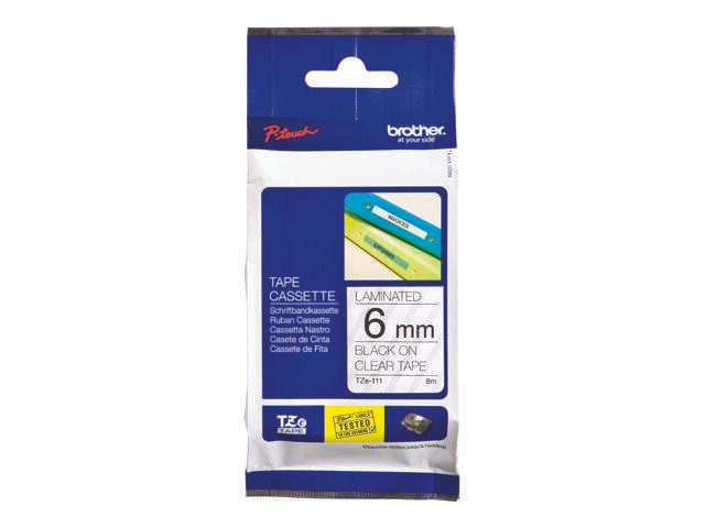 Brother Original P-Touch Farbband schwarz auf transparent (TZE-111)