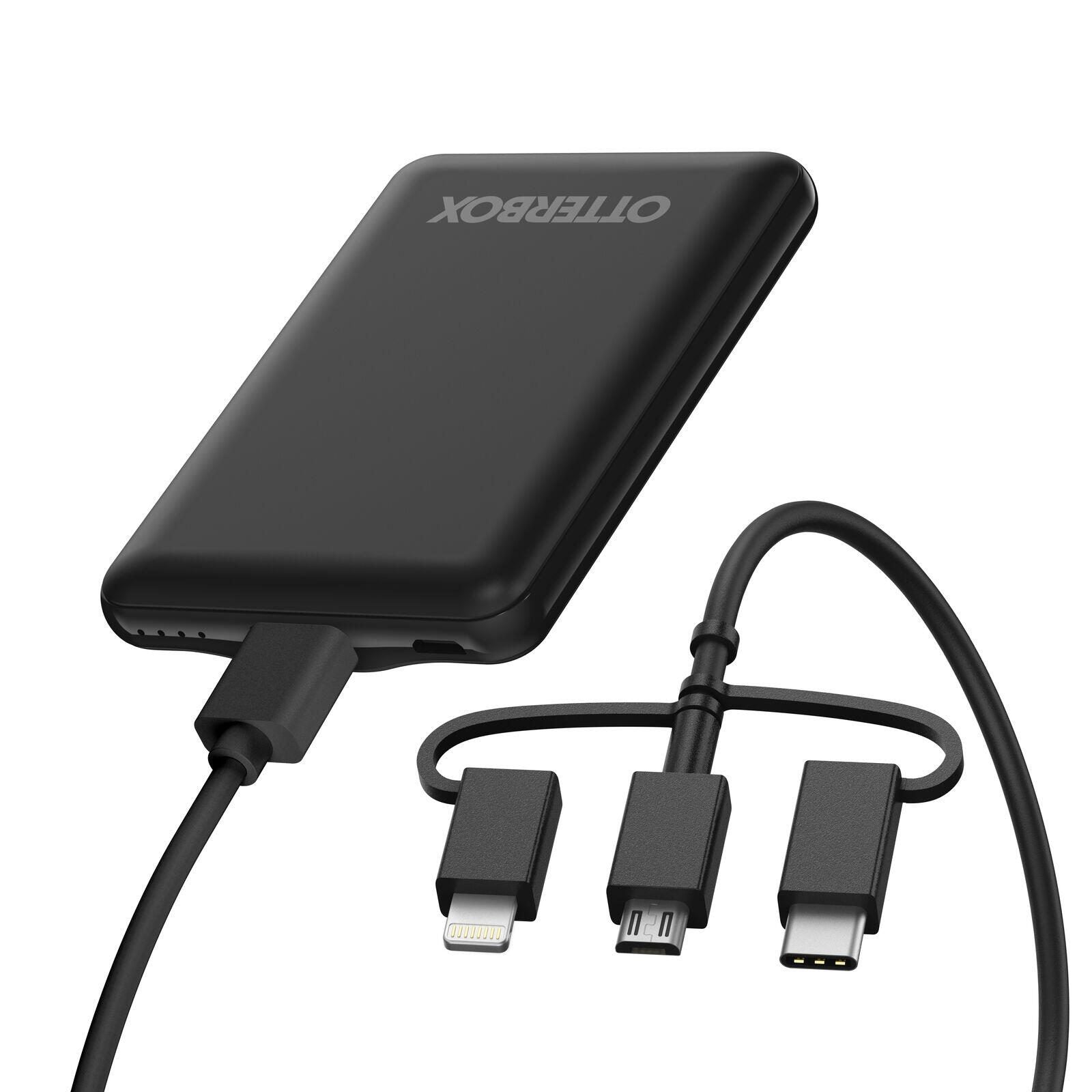 OtterBox 5.000 mAh Powerbank mit Universal USB-Kabel (Schwarz)