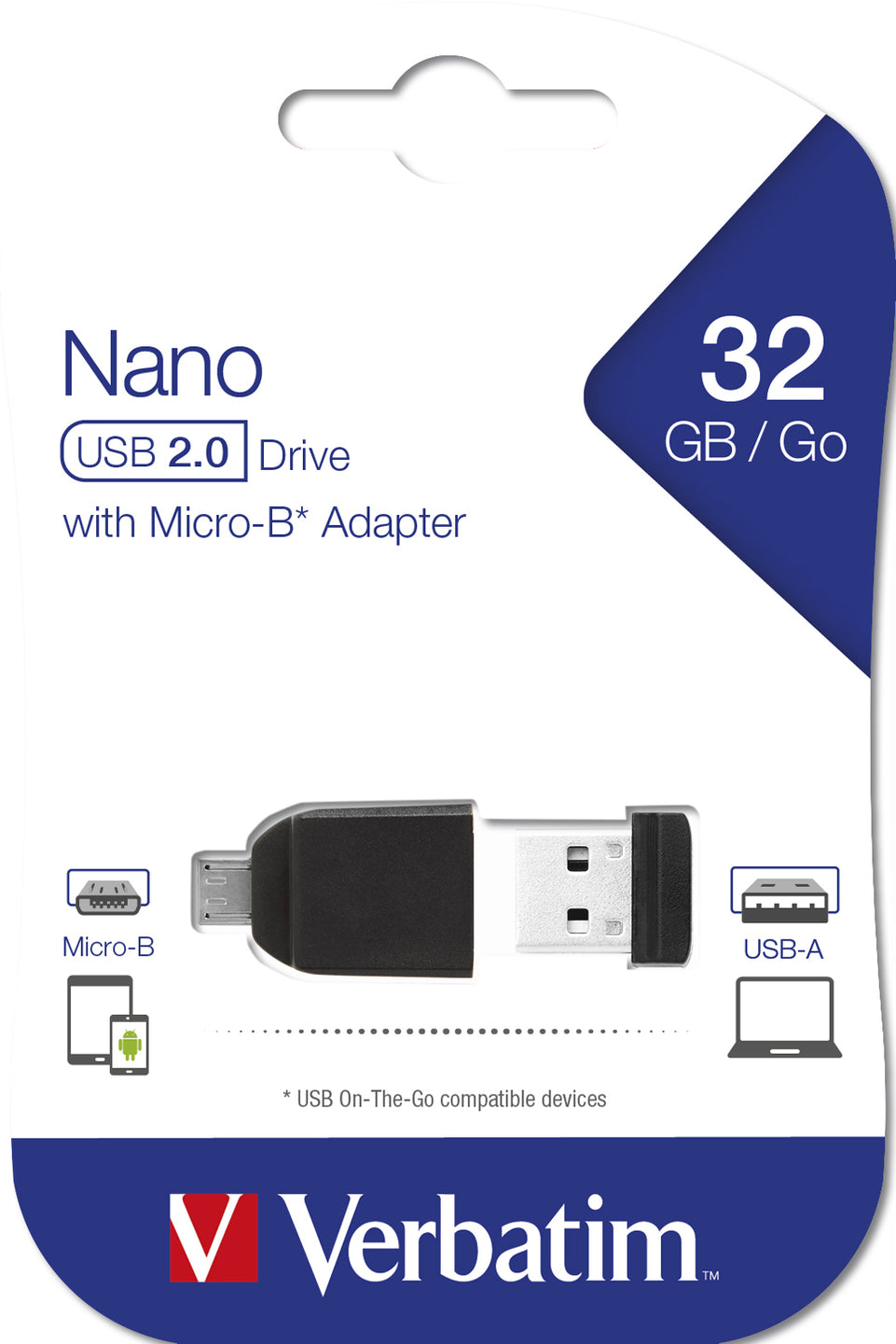 USB-Stick  32GB Verbatim 2.0 Store'n Stay + OTG Adapter retail