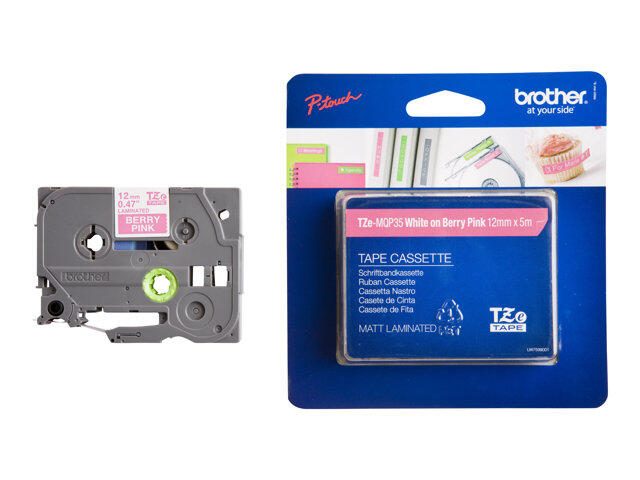 Brother TZe MQP35 - Laminiertes Band (matt) - Weiß auf Beerenrosa - Rolle (1,2 cm x 5 m) - 1 Rolle(n) - für P-Touch GL-H