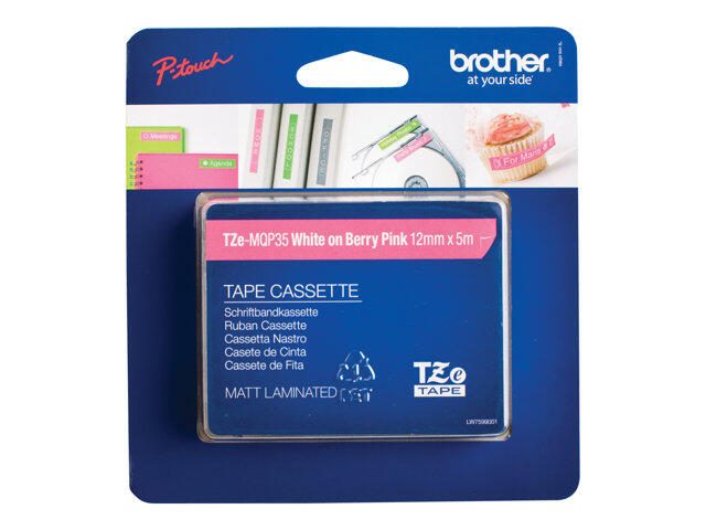Brother TZe MQP35 - Laminiertes Band (matt) - Weiß auf Beerenrosa - Rolle (1,2 cm x 5 m) - 1 Rolle(n) - für P-Touch GL-H