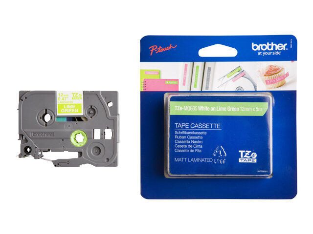 Brother TZe MQG35 - Laminiertes Band (matt) - Weiß auf Limonengrün - Rolle (1,2 cm x 5 m) - 1 Rolle(n) - für P-Touch GL-