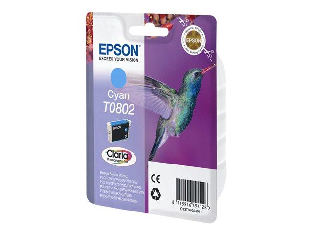 Epson Original T0802 Kolibri Druckerpatrone cyan 460 Seiten 7ml (C13T08034011)