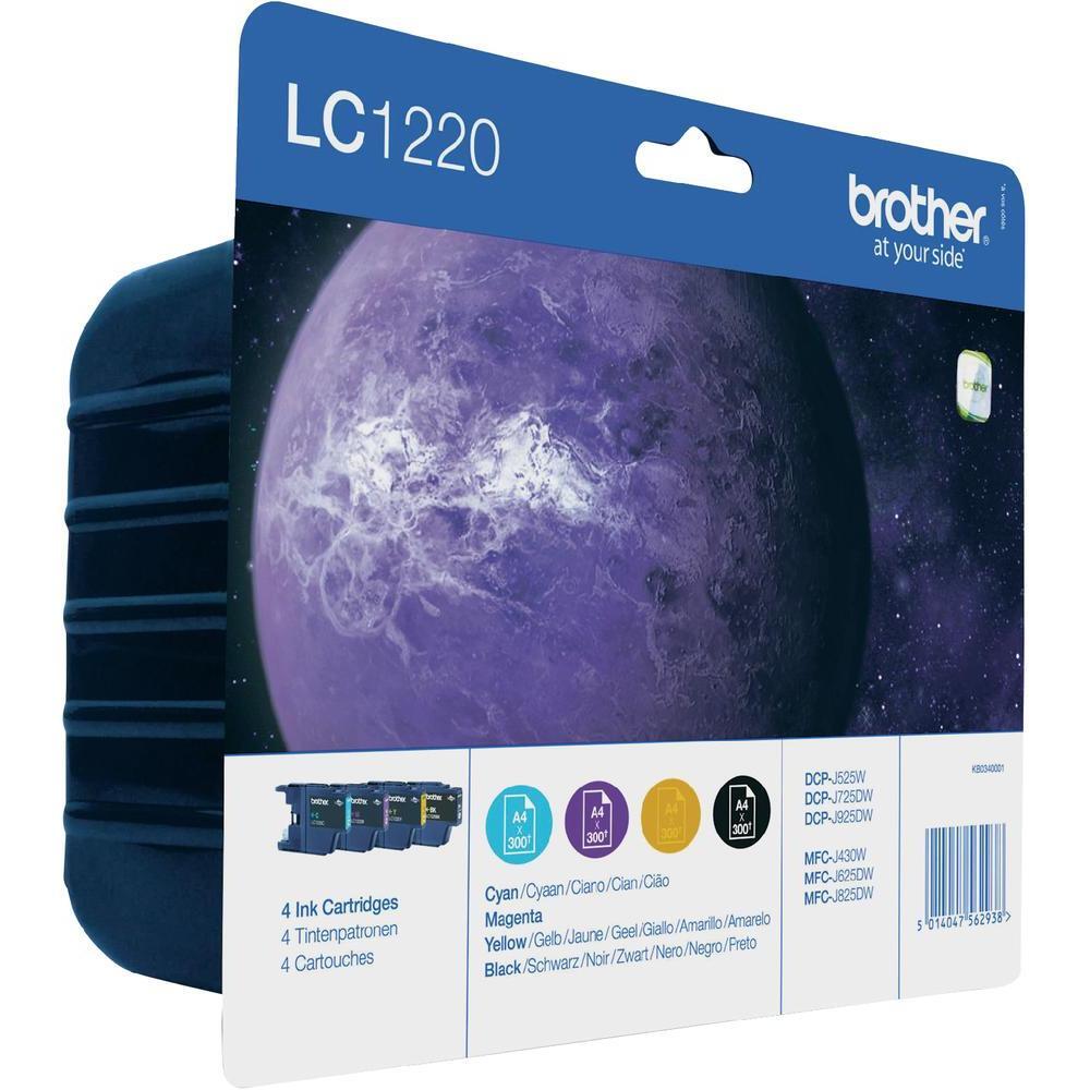 Brother Original LC-1220 Druckerpatronen 4er Multipack BK/C/M/Y 300 Seiten (LC1220VALBPDR)