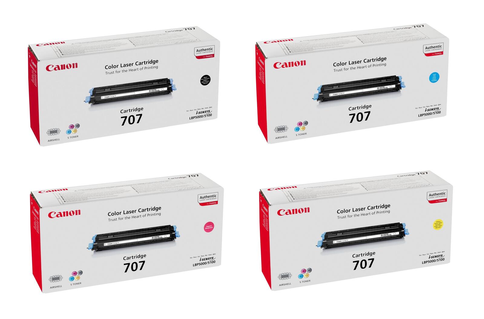 Canon Original Toner 707 4er-Set schwarz, cyan, magenta, gelb (OP9424A004)