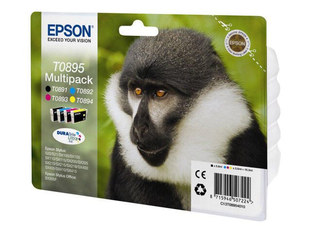 Epson Original T0895 Druckerpatronen MultiPack schwarz cyan magenta gelb (C13T08954011)