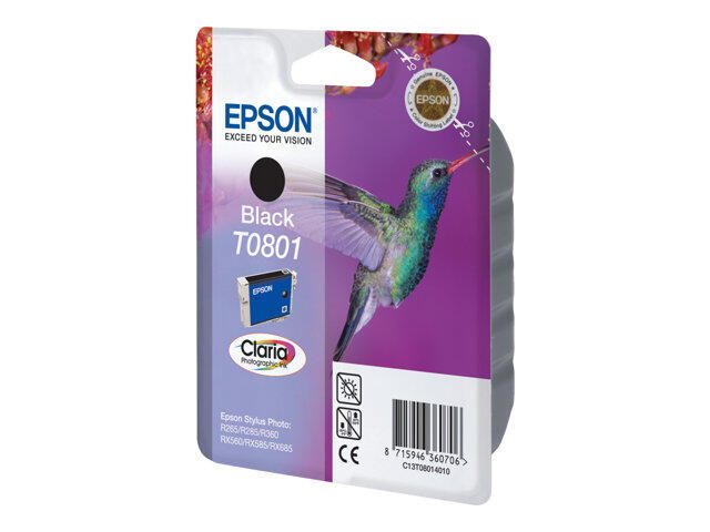 Epson Original T0801 Kolibri Druckerpatrone schwarz Blister 330 Seiten 7ml (C13T08014011)
