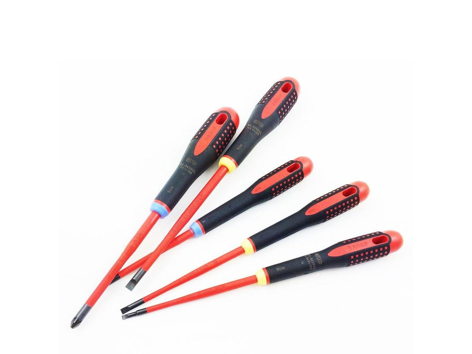 BAHCO 9882sl insulated  slotted screwdrivers 5 pcs 1000v -  slimblade be-9882sl pz/lk