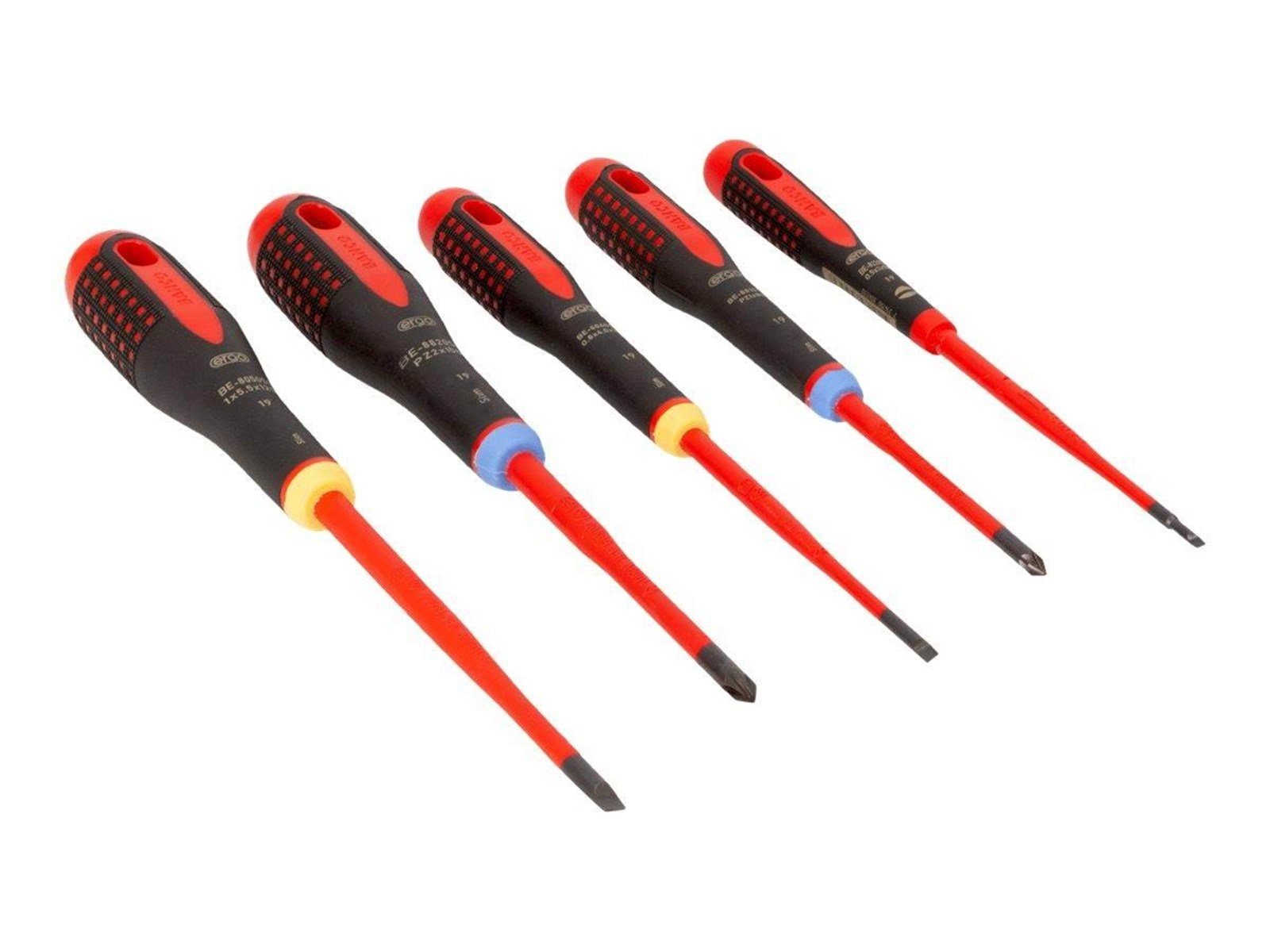 BAHCO 9882sl insulated  slotted screwdrivers 5 pcs 1000v -  slimblade be-9882sl pz/lk