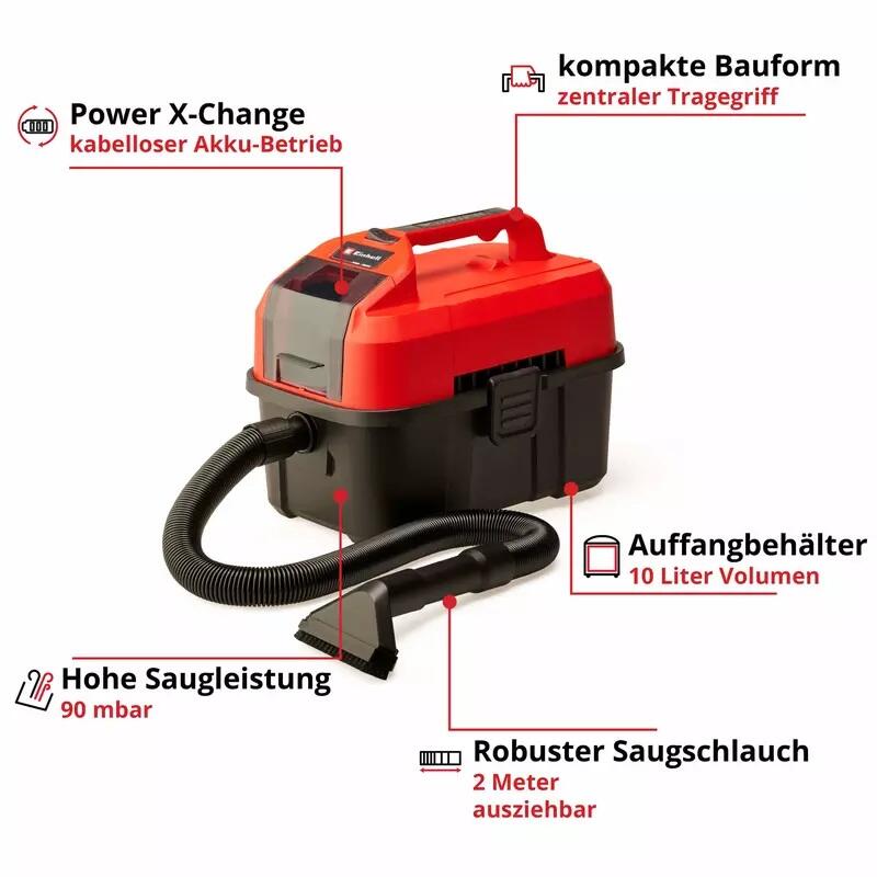 Einhell Akku-Handstaubsauger TE-VC 18/10 Li-Solo (2347160)