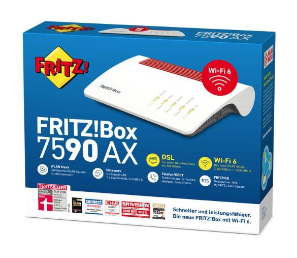 AVM FRITZBox 7590 AX Wireless Router DSL-Modem 4-Port-Switch GigE WiFi6 Dual-Band