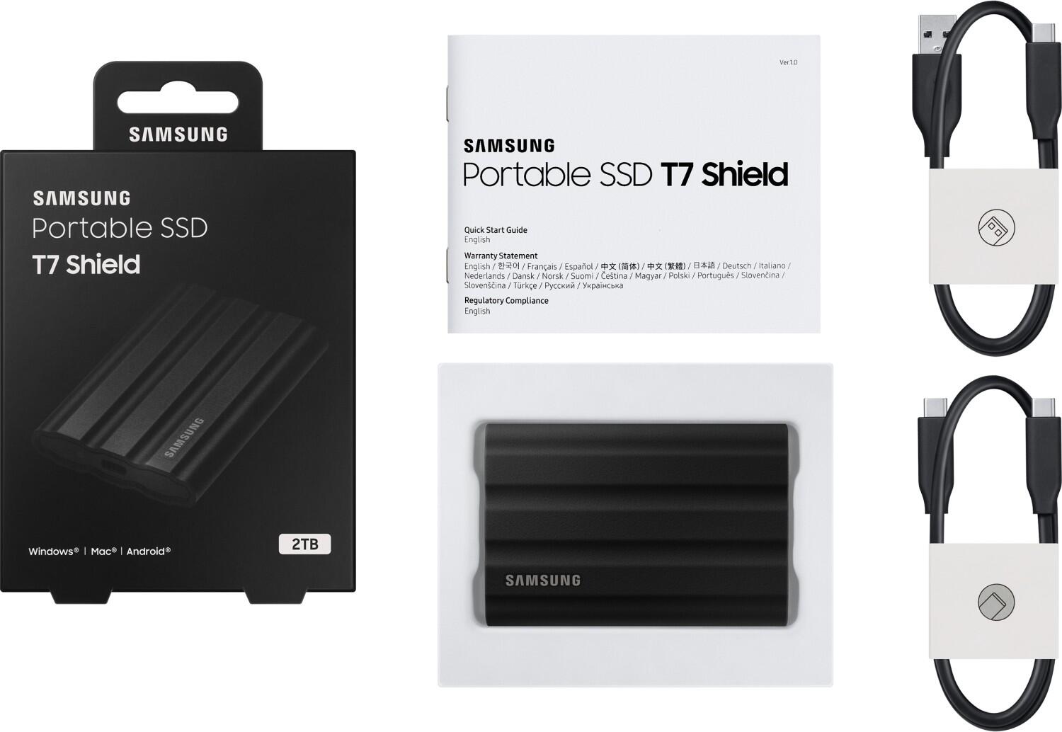 Samsung T7 Shield 2TB - Schwarz für PC/Mac