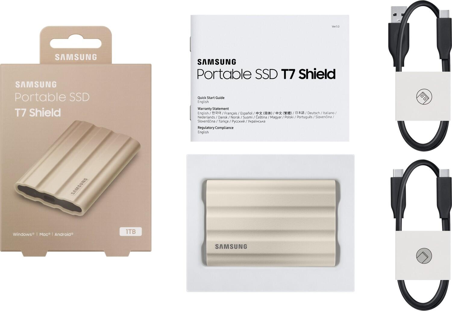 Samsung T7 Shield 1TB - Beige für PC/Mac