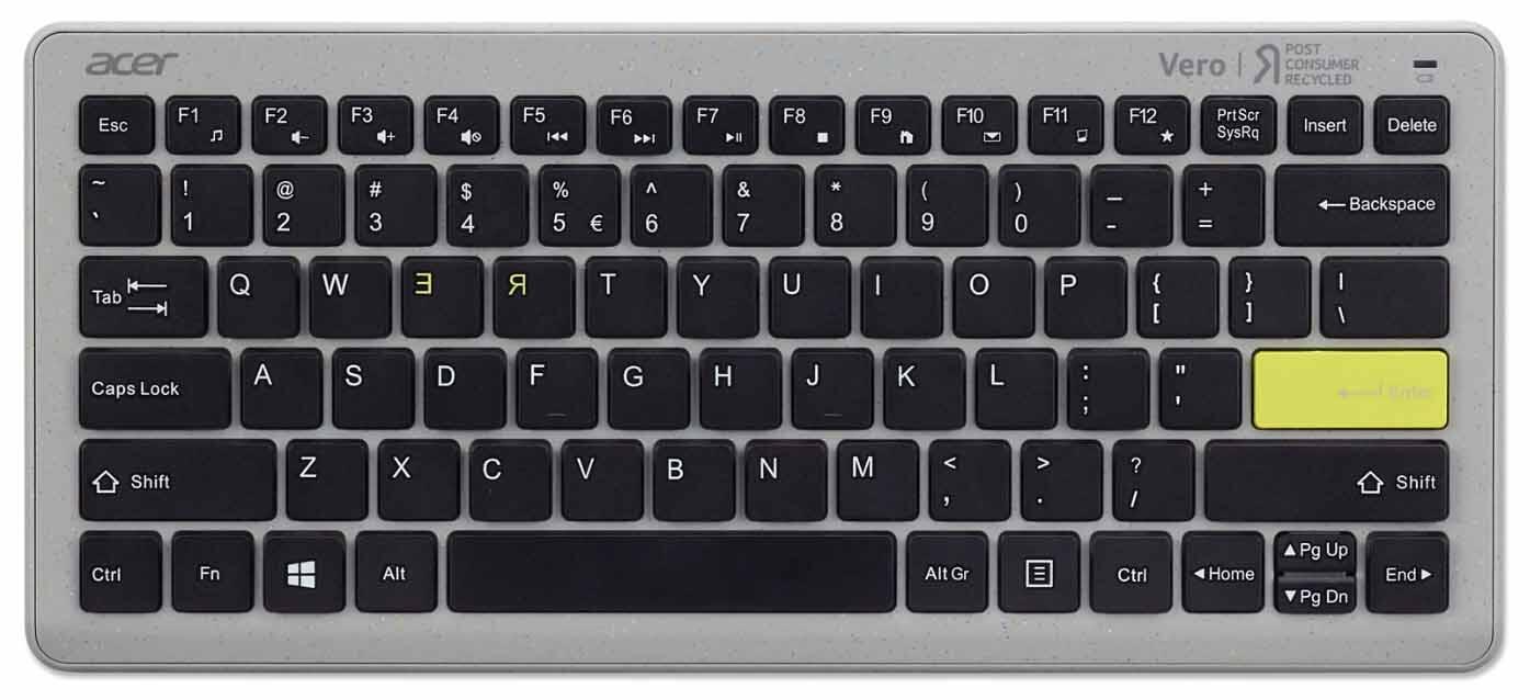 Acer Vero Combo set AAK124 antimikrobielle drahtlose Tastatur und Macaron Maus grau/gelb