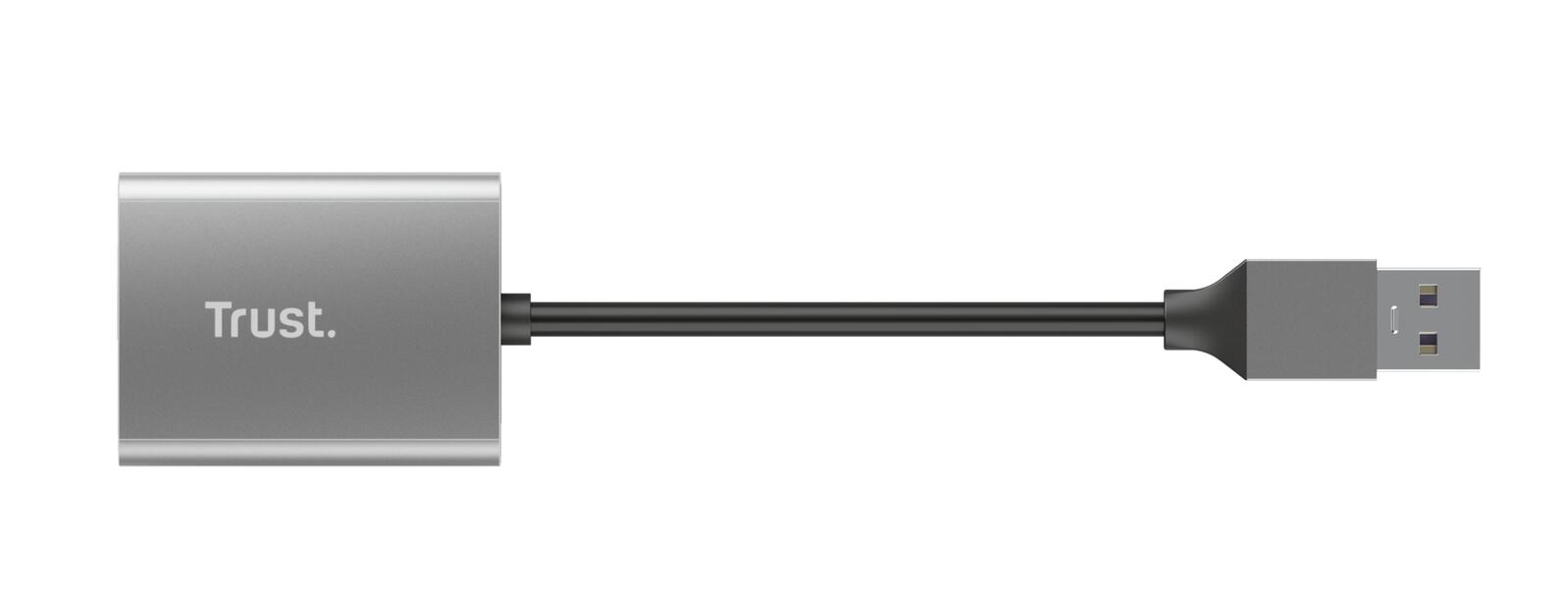 Trust Dalyx Schnelles USB-Kartenlesegerät aus Aluminium - Silber