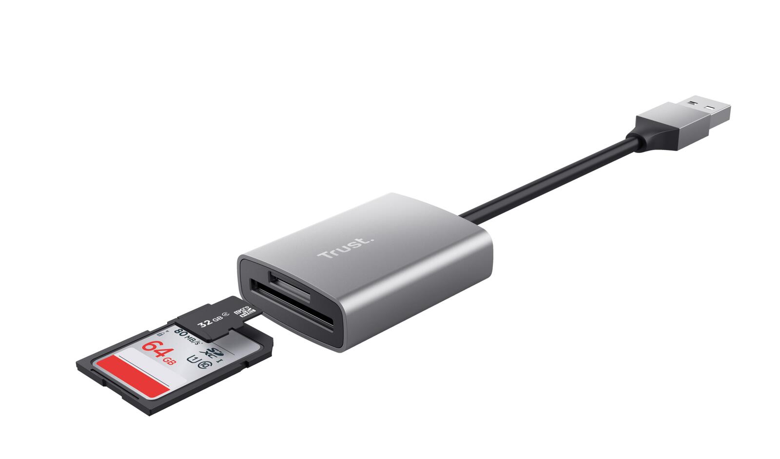 Trust Dalyx Schnelles USB-Kartenlesegerät aus Aluminium - Silber
