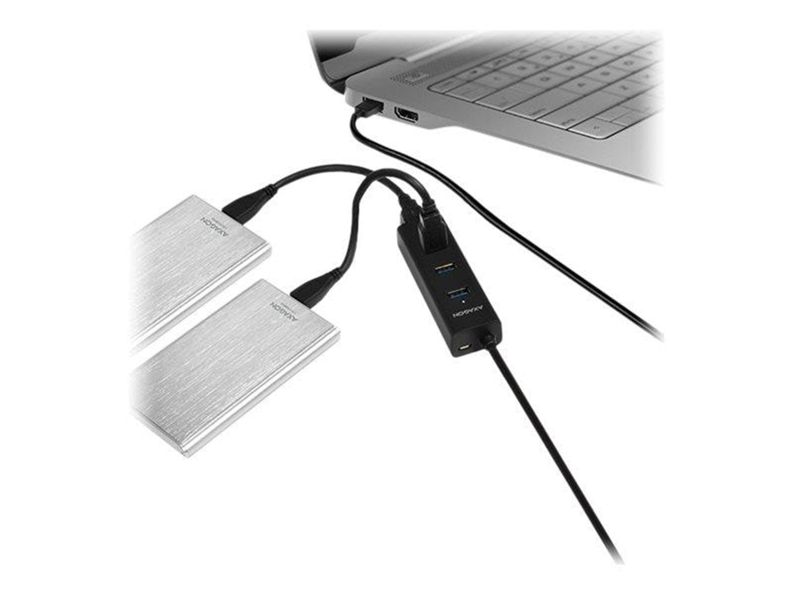 AXAGON HUE-S2BP - hub - 4 ports USB-Hubs - USB 3.2 - 4 - Schwarz