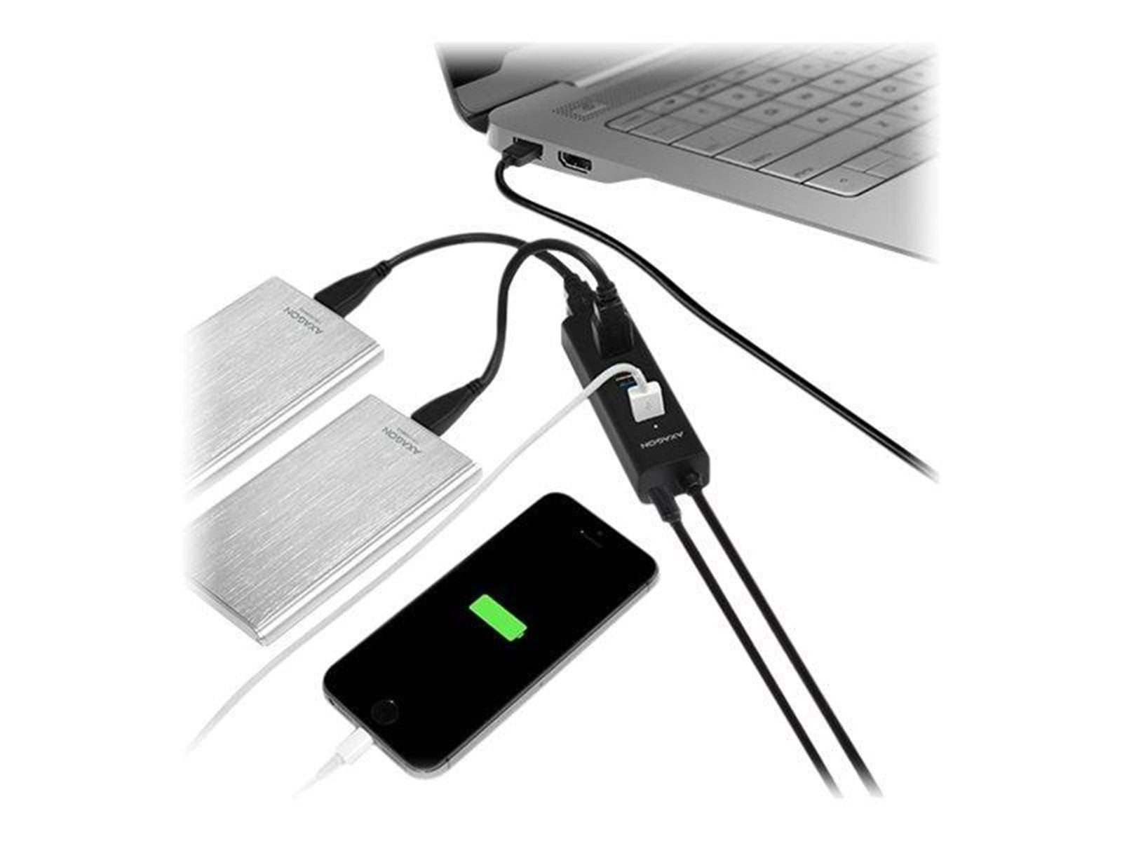 AXAGON HUE-S2BP - hub - 4 ports USB-Hubs - USB 3.2 - 4 - Schwarz