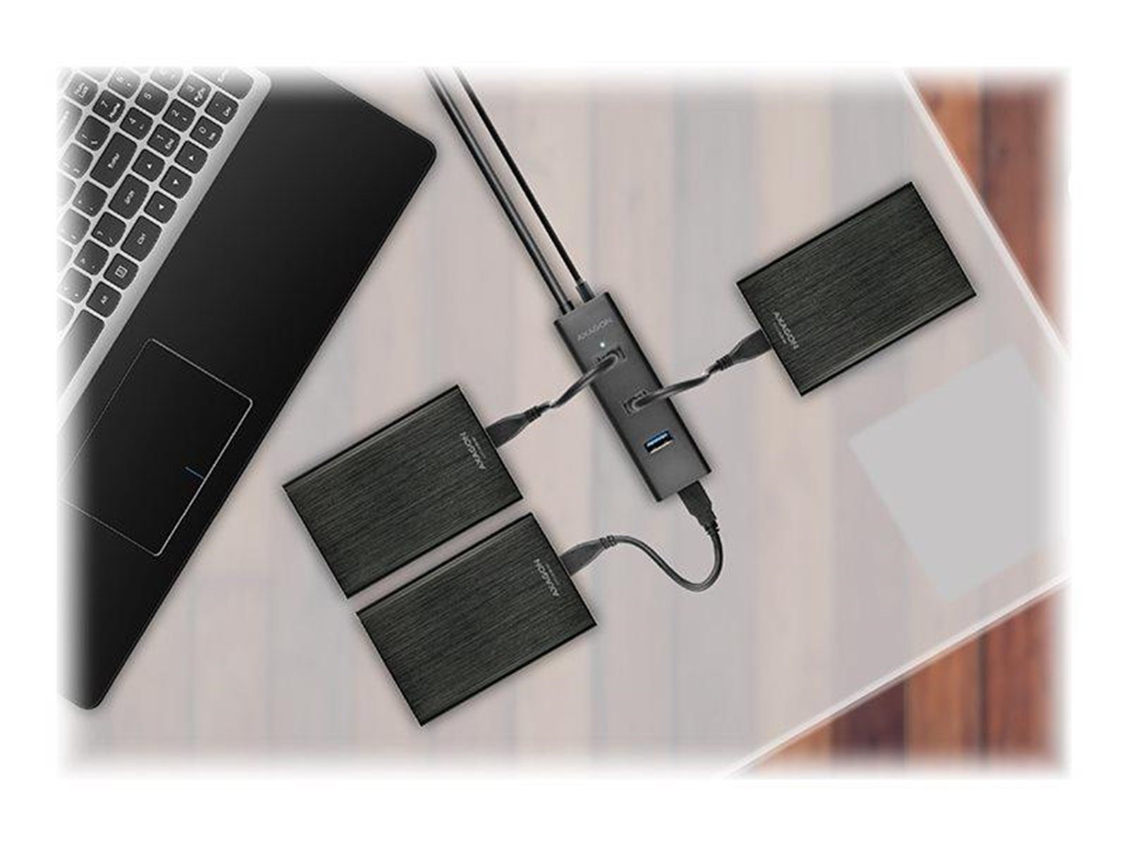 AXAGON HUE-S2BP - hub - 4 ports USB-Hubs - USB 3.2 - 4 - Schwarz