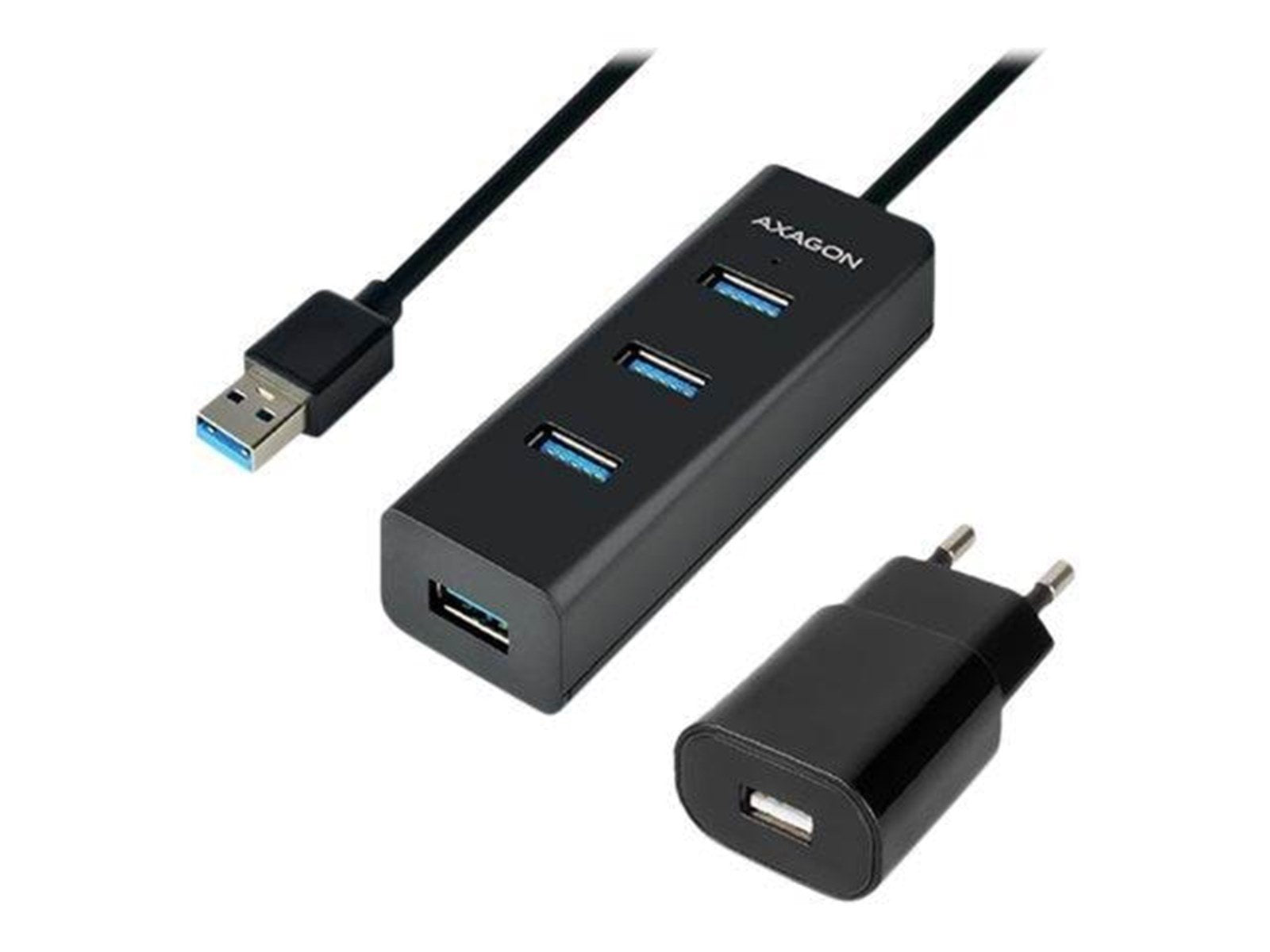 AXAGON HUE-S2BP - hub - 4 ports USB-Hubs - USB 3.2 - 4 - Schwarz