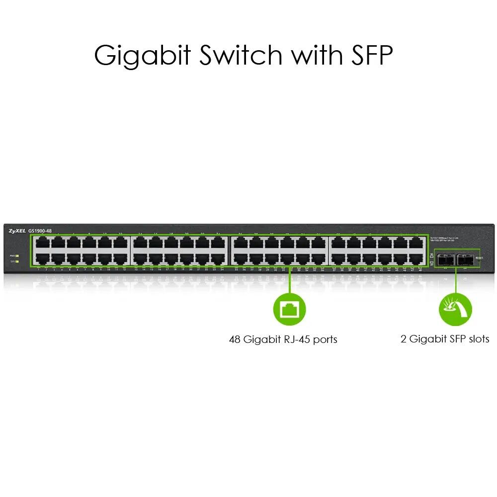Zyxel Switch 50-Port Gigabit 48x 1G + 2x SFP L2 rackmontierbar