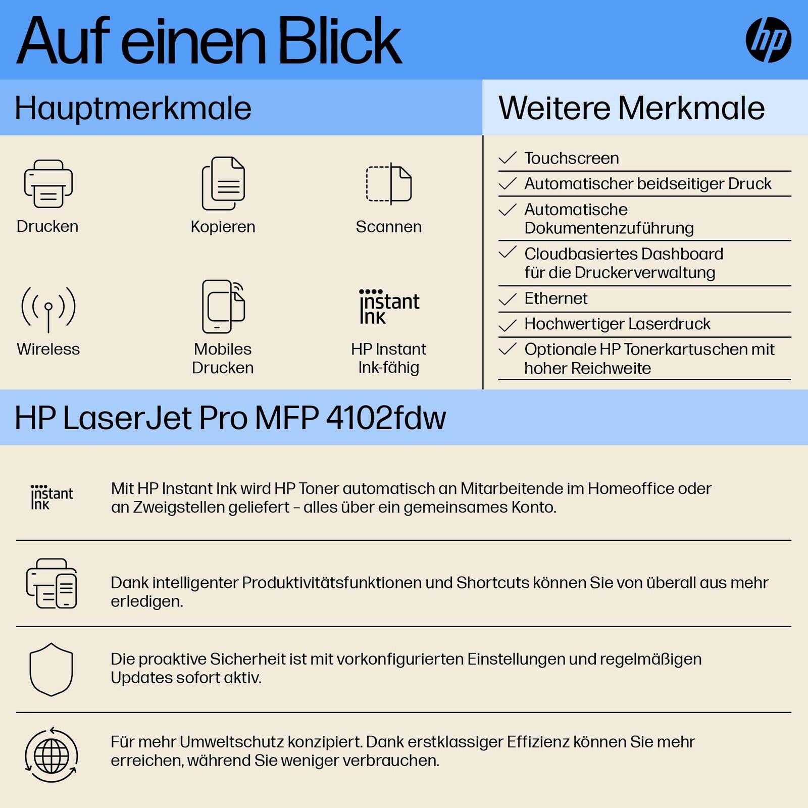 B-WARE HP LaserJet Pro MFP 4102fdw Laser-Multifunktionsgerät s/w