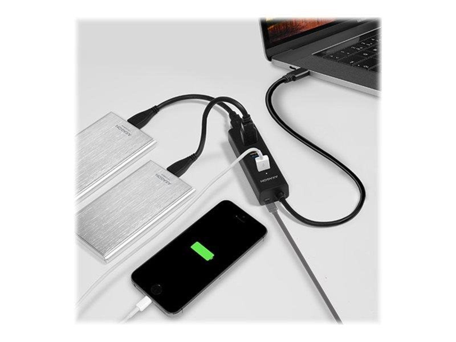 AXAGON HUE-S2C - hub - 4 ports USB-Hubs - USB 3.2 - 4 - Schwarz