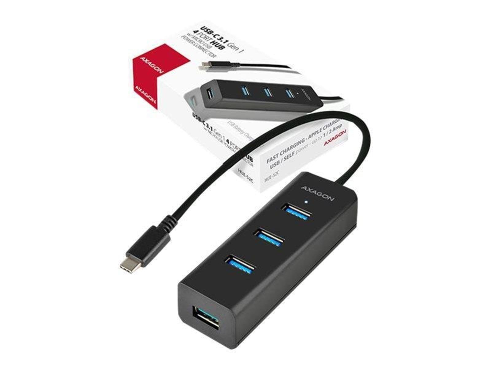 AXAGON HUE-S2C - hub - 4 ports USB-Hubs - USB 3.2 - 4 - Schwarz