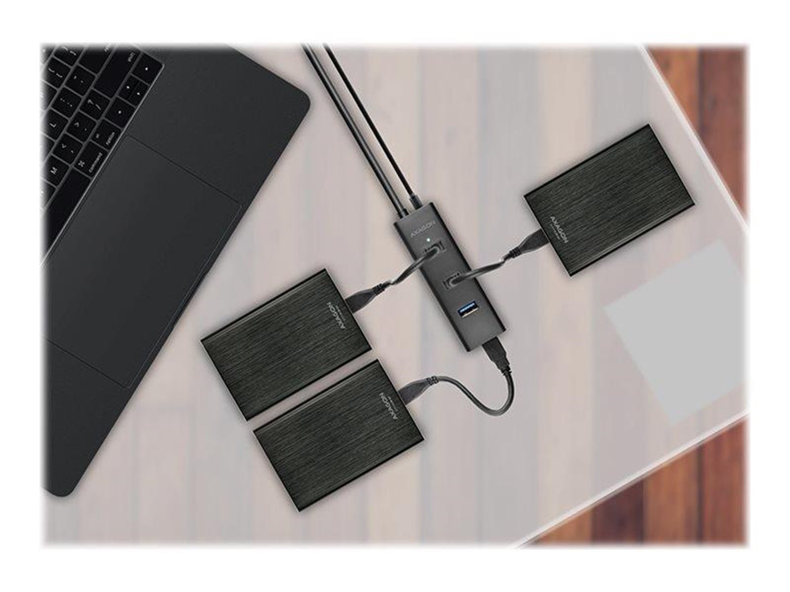 AXAGON HUE-S2C - hub - 4 ports USB-Hubs - USB 3.2 - 4 - Schwarz