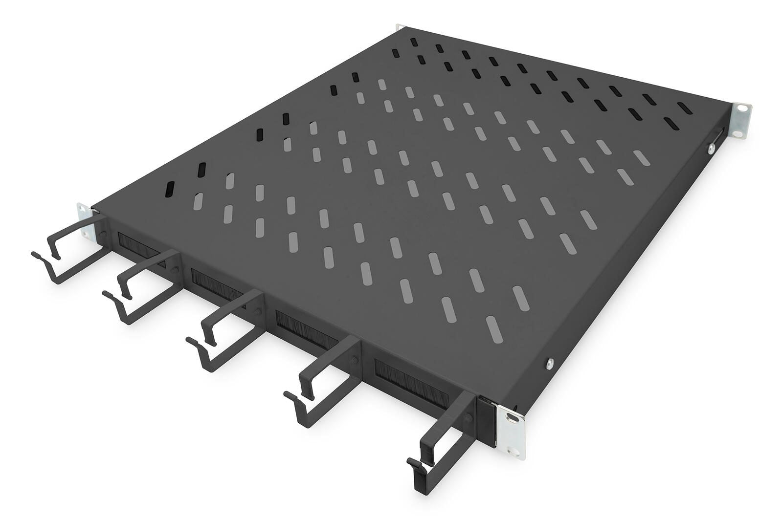 Digitus Fachboden 19'-Schränke festeinbau für 800mm Tiefe bis 120kg 1HE inkl. Kabelmanagement RAL9005 schwarz (DN-97683)