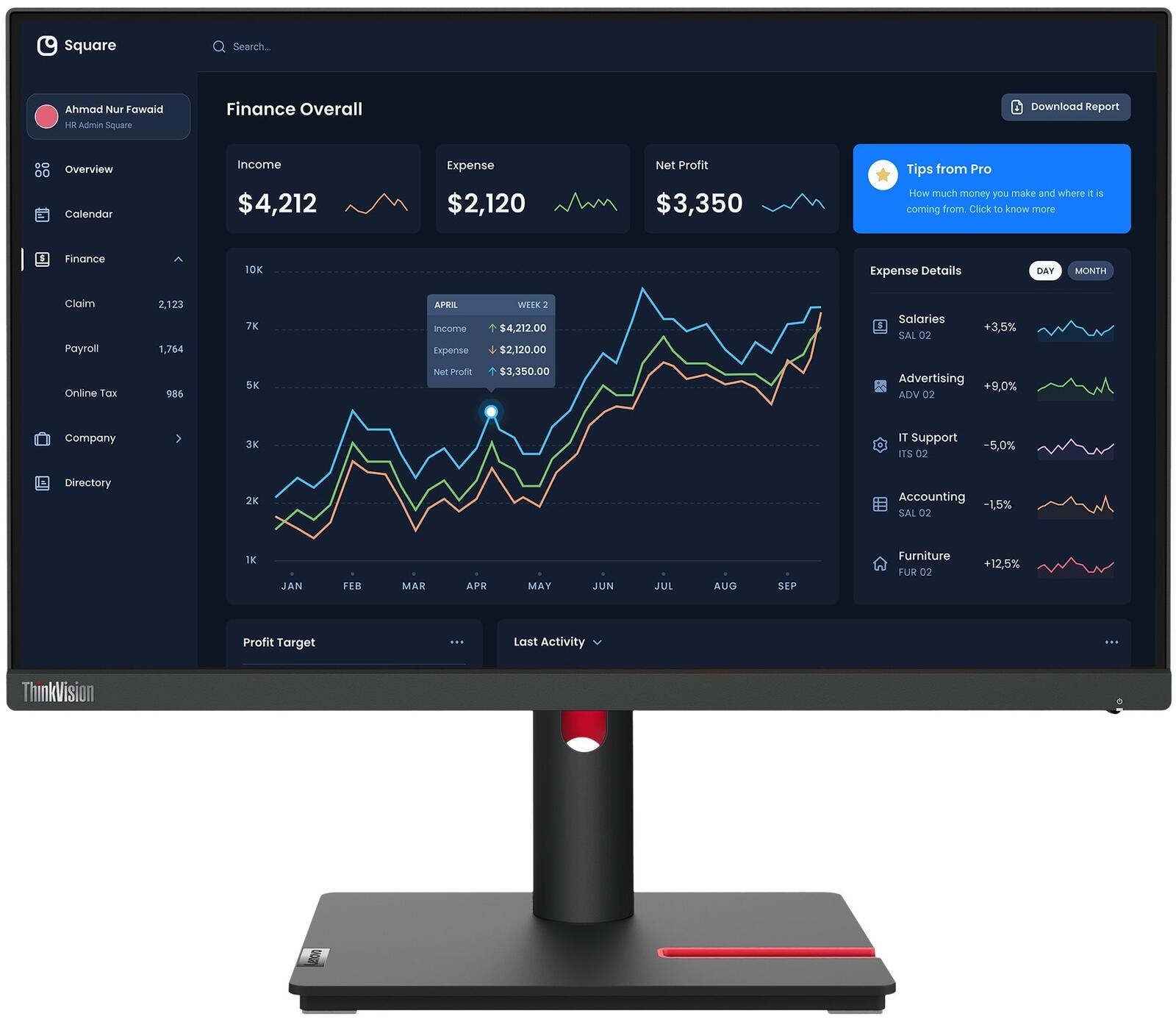 Lenovo ThinkVision T22i-30 Monitor 54,6cm (21,5 Zoll)